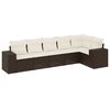 vidaXL 6-tlg. Garten-Sofagarnitur mit Kissen Braun Poly Rattan