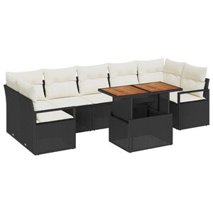 vidaXL Garten-Sofa-Set mit Kissen 8 pcs Schwarz und Creme
