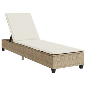 vidaXL Sonnenliege mit Auflagen Beige 55x200x25,5cm Poly Rattan