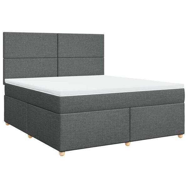 vidaXL Boxspringbett mit Matratze Dunkelgrau 180x200 cm Stoff