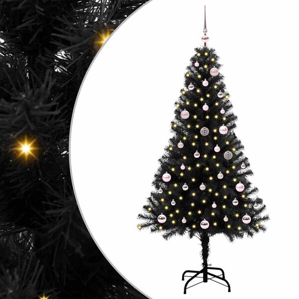 vidaXL Weihnachtsbaum mit 150 LEDs mit St&auml;nder Schwarz 150 cm PVC