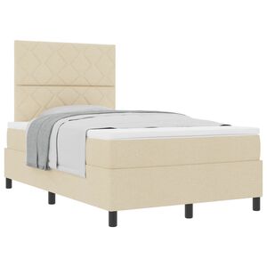 vidaXL Boxspringbett mit Matratze Creme 120 x 190 cm Stoff