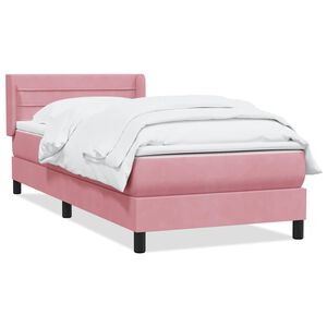 vidaXL Boxspringbett mit Matratze Rosa 90x220 cm Samt