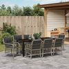 vidaXL Garten Essgruppe mit Kissen 9 pcs Hellgrau Poly-Rattan