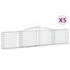vidaXL Gabionen mit Hochbogen 5 Stk. 400x30x80/100cm Verzinktes Eisen