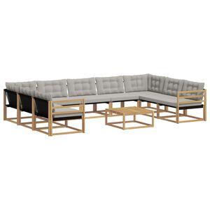 vidaXL Outdoor-Sofagarnitur 10 pcs Wei&szlig; und Hellgrau