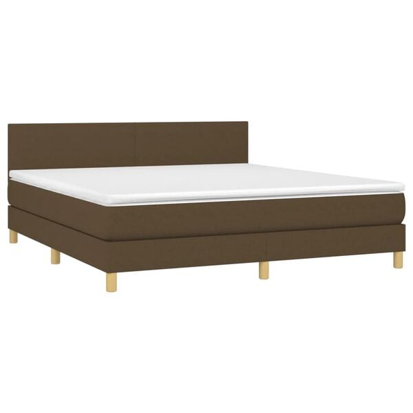 vidaXL Boxspringbett mit Matratze & LED Dunkelbraun 180x200 cm Stoff