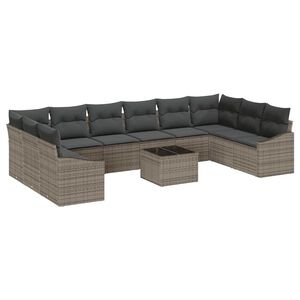 vidaXL Gartensofa-set mit Speicher Hellgrau Poly-Rattan