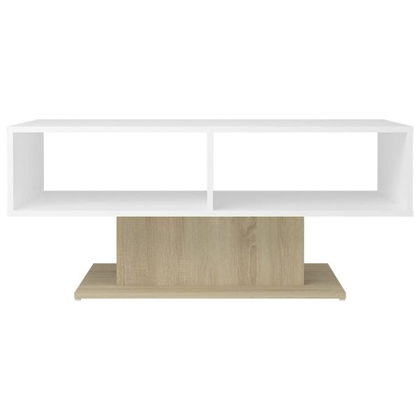 vidaXL Couchtisch Weiß und Sonoma-Eiche 103,5x50x44,5 cm Holzwerkstoff