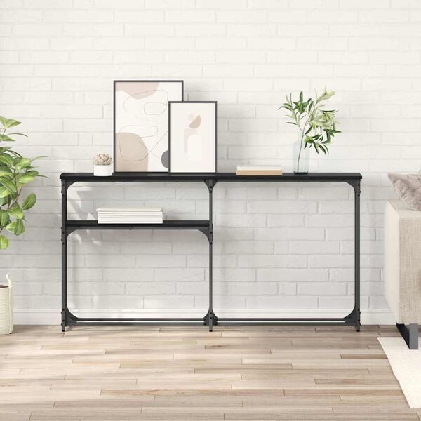 vidaXL Konsolentisch Schwarz Eichen-Optik 146 x 22.5 x 75 cm