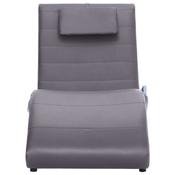 vidaXL Massage Chaiselongue mit Kissen Grau Kunstleder