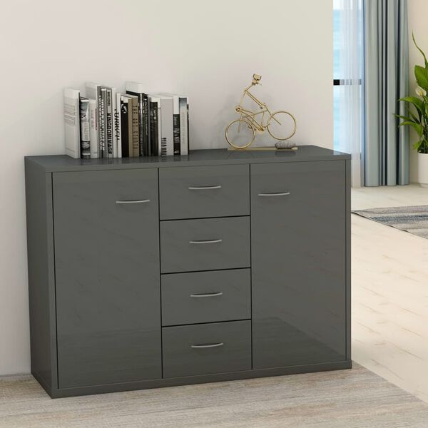 vidaXL Sideboard Hochglanz-Grau 88x30x65 cm Holzwerkstoff