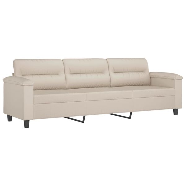vidaXL 3-Sitzer-Sofa mit Kissen Creme 210 cm Mikrofasergewebe