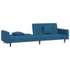vidaXL Schlafsofa 2-Sitzer mit 2 Kissen Blau Samt