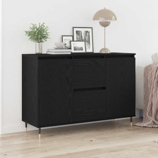 vidaXL Sideboard Schwarz Eichen-Optik 101,5 x 35 x 70 cm Holzwerkstoff