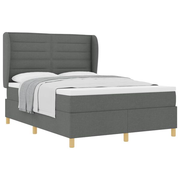 vidaXL Boxspringbett mit Matratze Dunkelgrau 90x190 cm Dunkelgrau