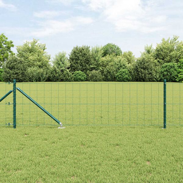 vidaXL Zaun mit Pfosten Gr&uuml;n 0,4 x 50 m Stahl und PVC