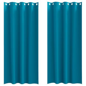 vidaXL Verdunkelungs-Vorh&auml;nge mit Ringen 2 stk. T&uuml;rkis 245 x 140 cm