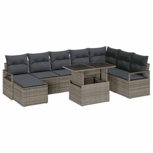 vidaXL Garten-Sofa-Set mit Kissen 9 pcs Grau