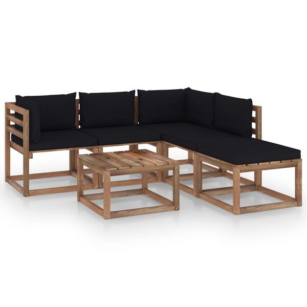 vidaXL 6-tlg. Garten-Lounge-Set aus Paletten mit Kissen Kiefernholz