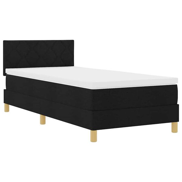 vidaXL Boxspringbett mit Matratze Schwarz 90 x 190 cm Stoff