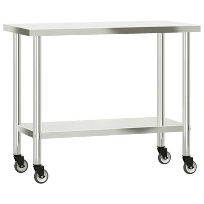 vidaXL Küchen-Arbeitstisch mit Aufsatzboard 110x55x120 cm Edelstahl