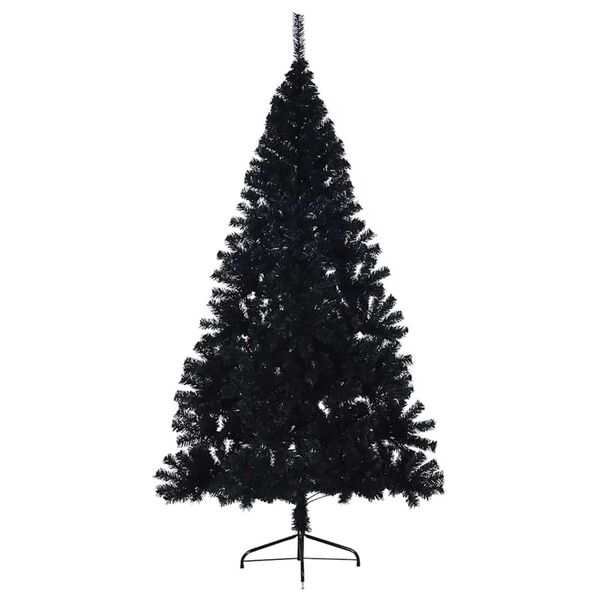 vidaXL K&uuml;nstlicher vorbeleuchteter Weihnachtsbaum Schwarz 210 cm PVC