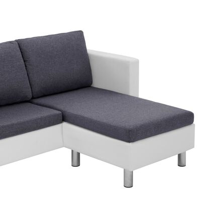 vidaXL 3-Sitzer-Sofa mit Kissen Weiß Kunstleder