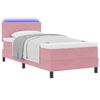 vidaXL LED Boxspringbett mit Matratze mit LED Rosa 90 x 200 cm Samt