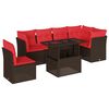 vidaXL 7-teiliges Gartensofa-Set mit Kissen, braun, Polyrattan