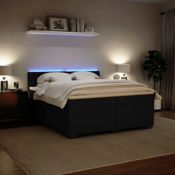 vidaXL Boxspringbett mit Matratze Schwarz 200x200 cm Samt