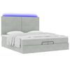 vidaXL Ottoman-Bett mit Matratzen & LEDs Hellgrau 200x200 cm Samt