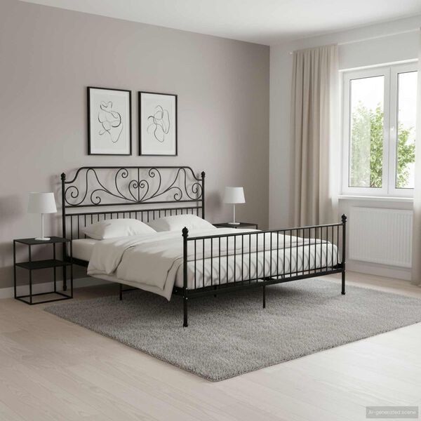 vidaXL Bettgestell Schwarz Metall 180x200 cm