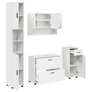 vidaXL Badezimmerm&ouml;bel-Set 4 stk. Hochglanz Wei&szlig; 35 x 30 x 192 cm