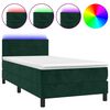 vidaXL Boxspringbett mit Matratze & LED Dunkelgr&uuml;n 100x200 cm Samt