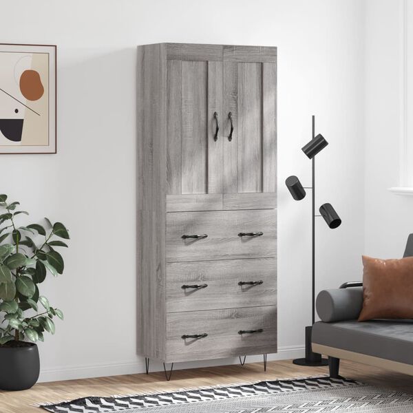 vidaXL Highboard Grau Sonoma 69,5x34x180 cm Holzwerkstoff