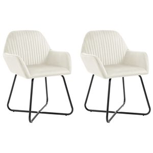 vidaXL Esszimmerst&uuml;hle 2 Stk. Creme Samt