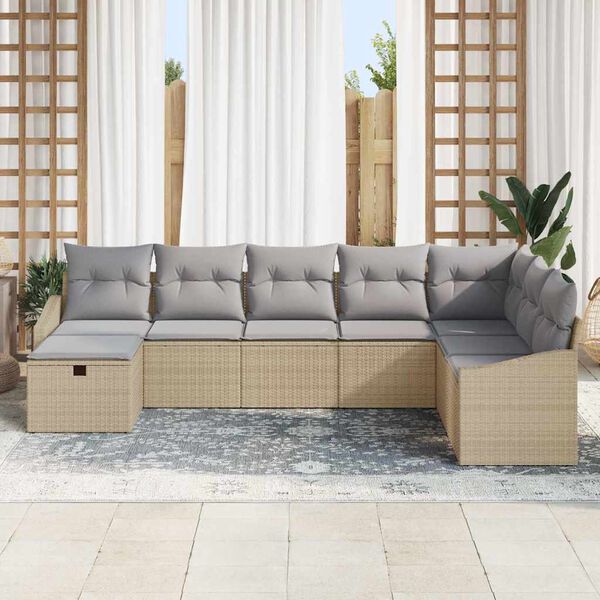 vidaXL Sofa Set mit Kissen 9 pcs Poly-Rattan