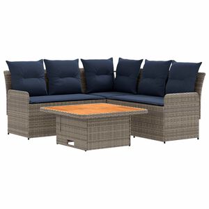 vidaXL M&ouml;belsets 4 stk. Grau und Marineblau PE-Rattan