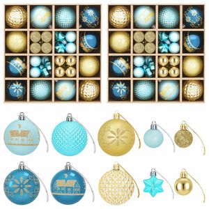 vidaXL Weihnachtskugelset 88 stk. Dunkelblau, Hellblau und Gold &Oslash; 6 cm