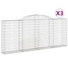 vidaXL Gabionen mit Hochbogen 3 Stk. 300x30x120/140cm Verzinktes Eisen