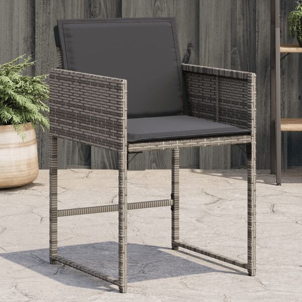 vidaXL Gartenst&uuml;hle mit Kissen 4 Stk. Grau Poly Rattan