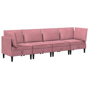 vidaXL Wohnzimmergarnitur 4 stk. Rosa Samt