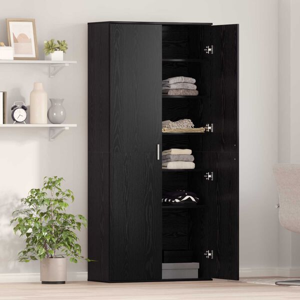 vidaXL Highboard Schwarz Eichen-Optik 80 x 35 x 180 cm Holzwerkstoff