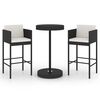 vidaXL 3-tlg. Gartenbar-Set mit Kissen Poly Rattan Schwarz