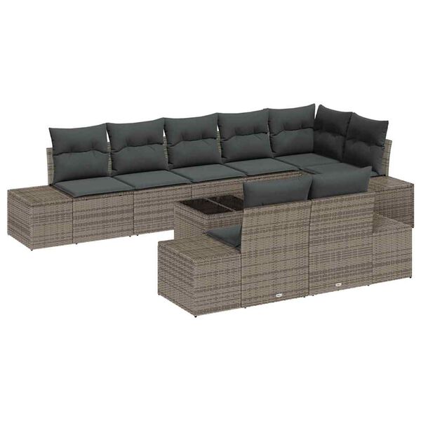 vidaXL Gartensofa-set mit Speicher Grau Poly Rattan