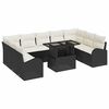 vidaXL Sofa Set mit Kissen 10 pcs Schwarz und Creme Poly-Rattan