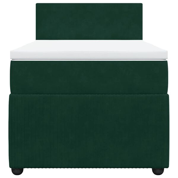 vidaXL Boxspringbett mit Matratze Dunkelgr&uuml;n 90x190 cm Samt