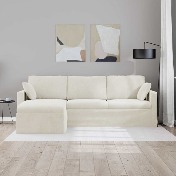 vidaXL Sofa Creme Gesamtabmessungen: 228 x 134 x 80 cm (B x T x H)
