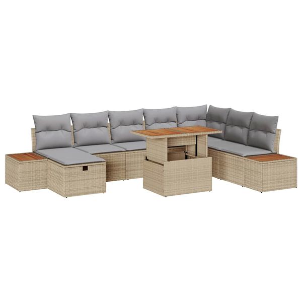 vidaXL Garten-Sofa-Set 9 pcs Beige Poly-Rattan